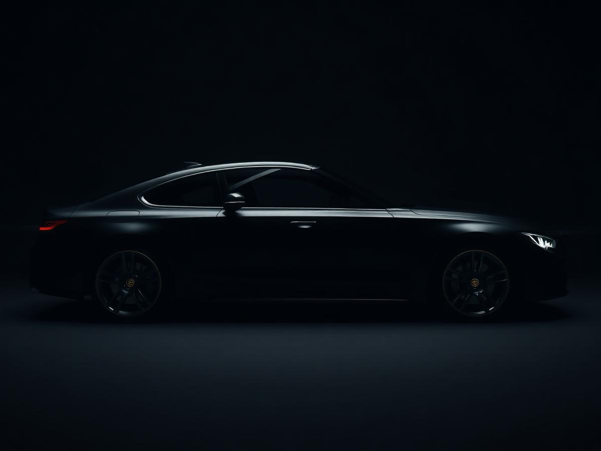 Sedan premium escuro visto de perfil